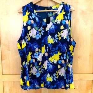 Banana Republic Floral Sleeveless V-Neck Blouse